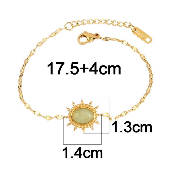 Wholesale Vintage stainless steel natural stone pendant bracelet,  simple and multi-element turquoise bracelet