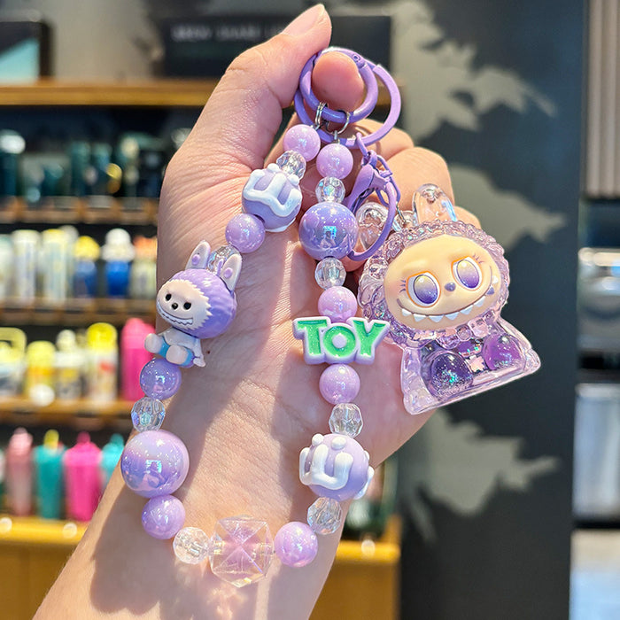 Wholesale Acrylic Crystal Oil Sand Bottle Rabbit Keychain Fashion Accessory Gift for Girls