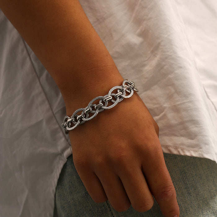 Wholesale Stainless steel color preservation twisted rope chain punk style large circle bracelet