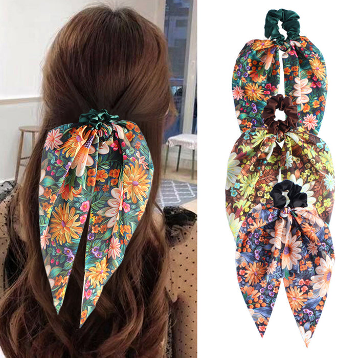 Wholesale Printed Ribbon Large Intestine Hair Ring Headwear Women's Hair Belt