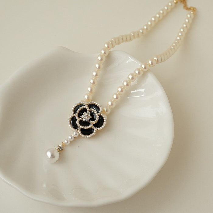 Wholesale Camellia Pearl Stitching Necklace JDC-NE-Lanx002