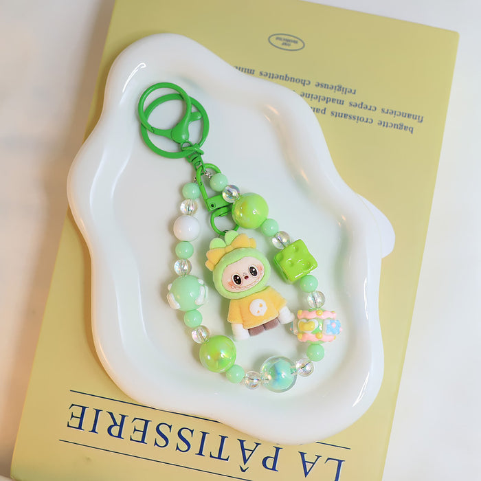 Wholesale Flocking Variable  Keychain Doll Pendant Cute Silicone Cute Blind Box Bag Bead Chain Pendant Accessories