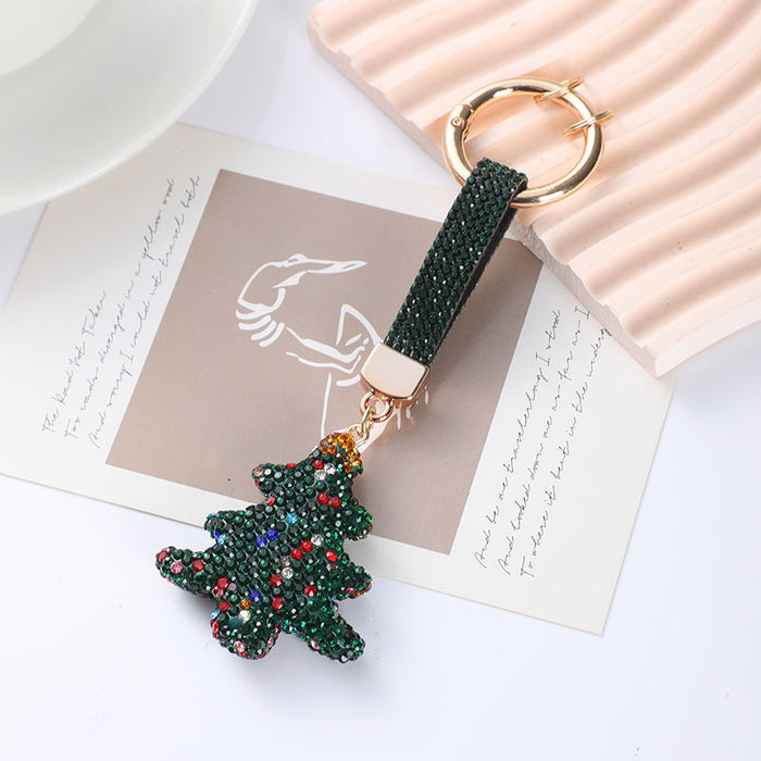 Wholesale Diamond-studded Christmas tree keychain,  Christmas gift,  car keyring