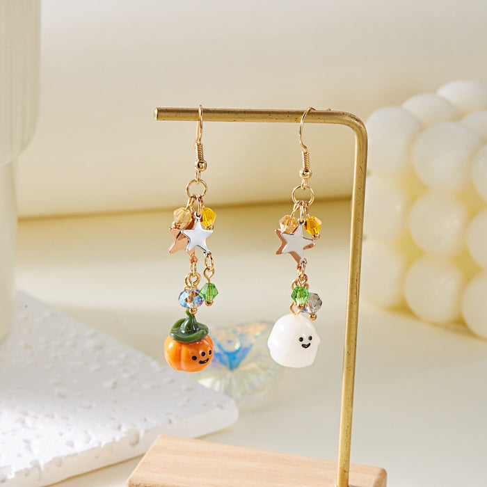 Wholesale Asymmetric Long Earrings Stars Moon Ghost Pumpkin Alloy