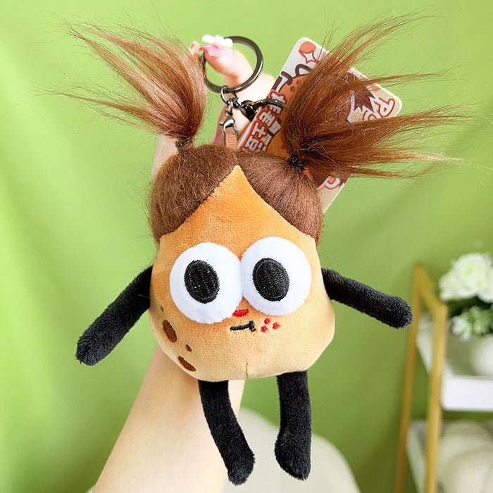 Wholesale Creative Plush Cute Fried Potato King Cartoon Car Keychain Bag Pendant Couple Small Gift