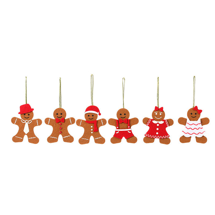 Wholesale Christmas Tree Pendant Felt Cloth Cartoon Gingerbread Man Small Pendant Christmas Decorations