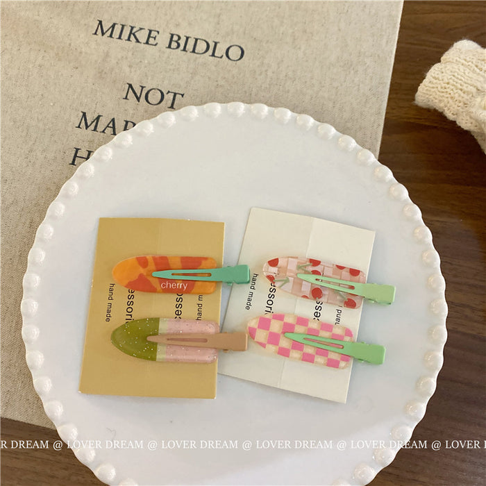 Wholesale Plaid seamless clip hair clip makeup clip bangs clip hair accessory