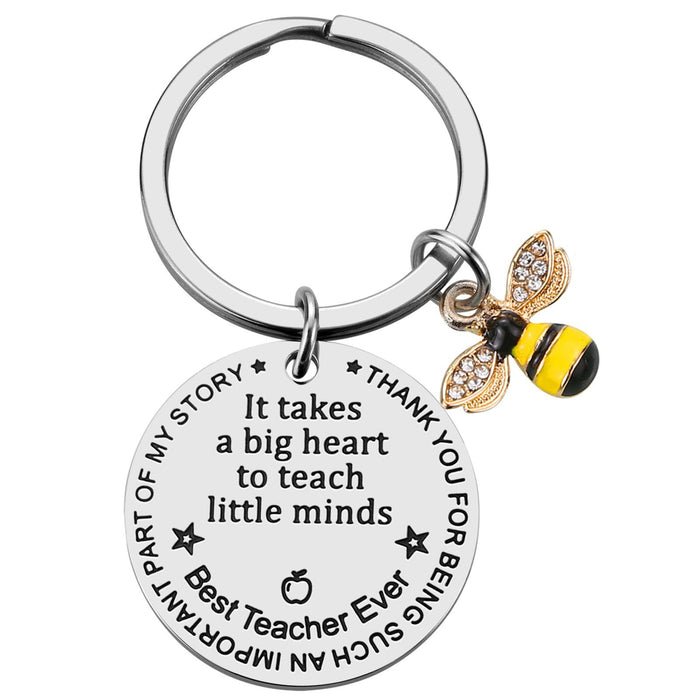 Wholesale Keychain holiday gift diamond studded stainless steel heart engraved pendant keychain set