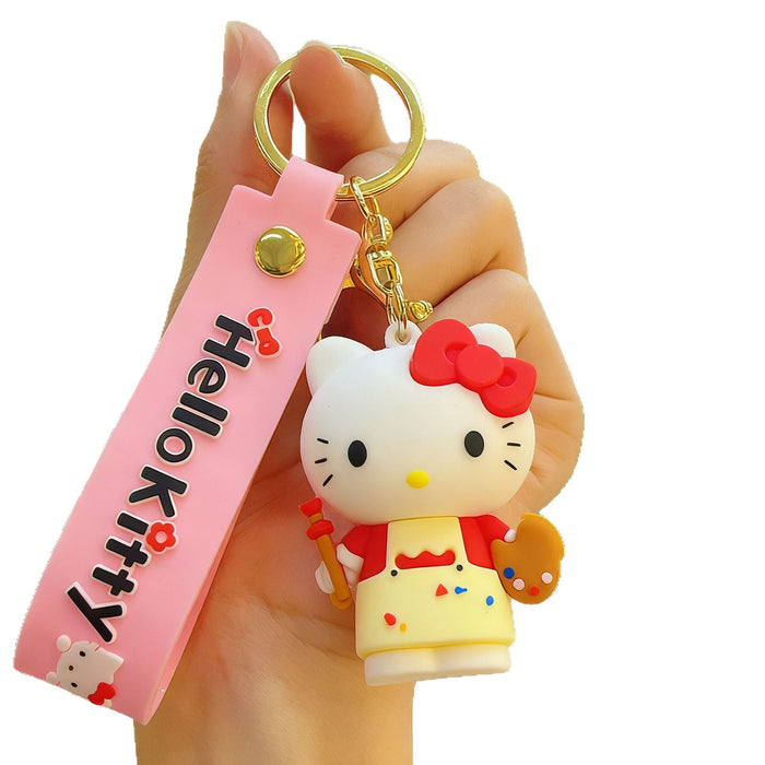 Wholesale Silicone Cat Keychain Cute Cartoon Design Car Key Accessory MOQ≥2