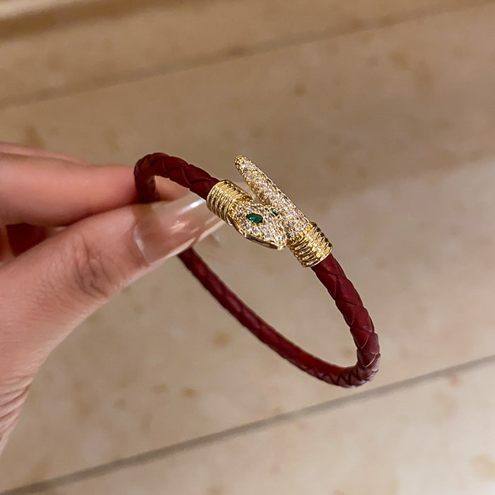 Wholesale Electroplated zircon small snake open bracelet niche retro personalized bracelet light luxury high-end versatile bracelet for women