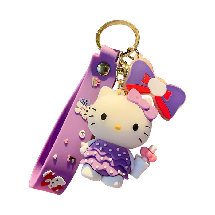 Wholesale Keychain Cartoon Animation PVC Doll Cat Bag Pendant Car Key Ring Creative Gift