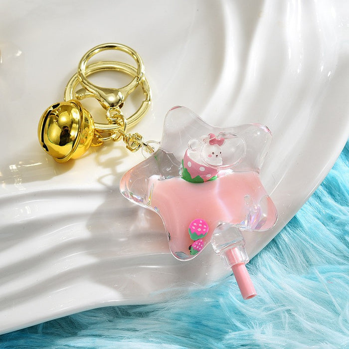 Wholesale Quicksand Bottle Cartoon Kitten Keychain