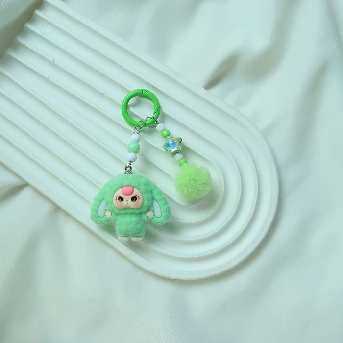 Wholesale Bowknot Flocking Big Ear Cartoon Keychain Schoolbag Pendant