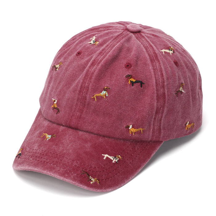 Wholesale Stylish Distressed Baseball Cap with Dachshund Embroidery American Retro Soft Top