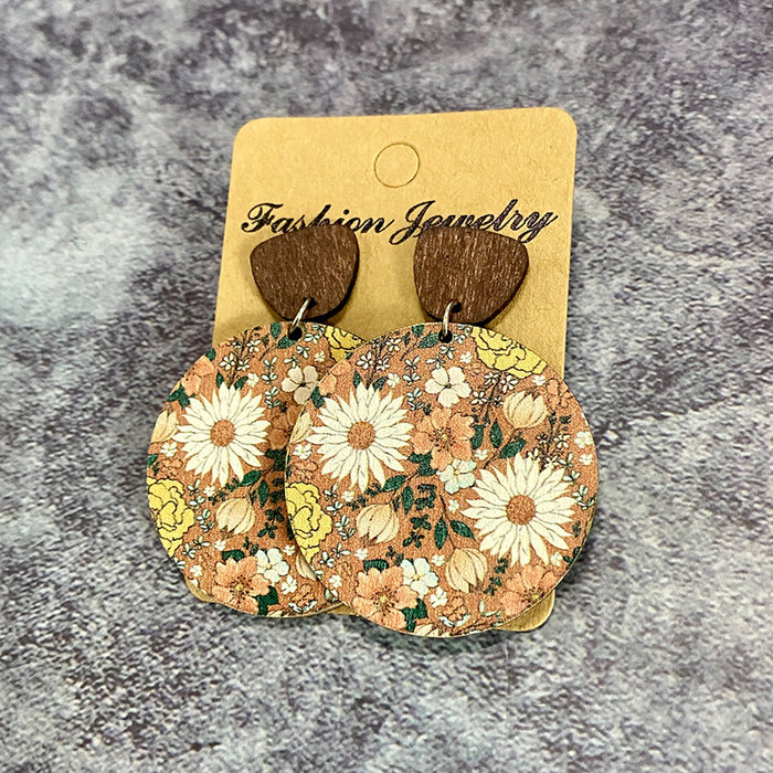 Wholesale Wooden earrings, flower splicing, wooden earrings, earrings, pendants