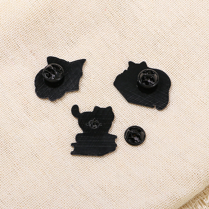 Wholesale Cartoon animal badge metal brooch cute design learning book Cat shape dripping student badge