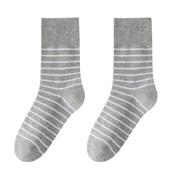 Wholesale Socks made of pure cotton with white stripes, women's sweat absorbing long tube, women's cotton socks