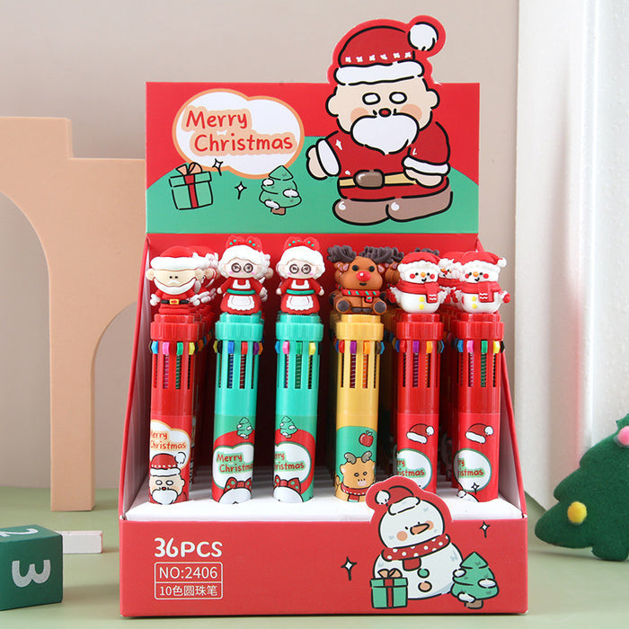 Wholesale 36pcs Halloween Soft Rubber Grip 10-Color Ballpoint Pen Set Cartoon Design