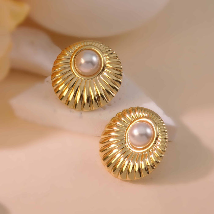 Wholesale Gold-plated titanium steel threaded earrings