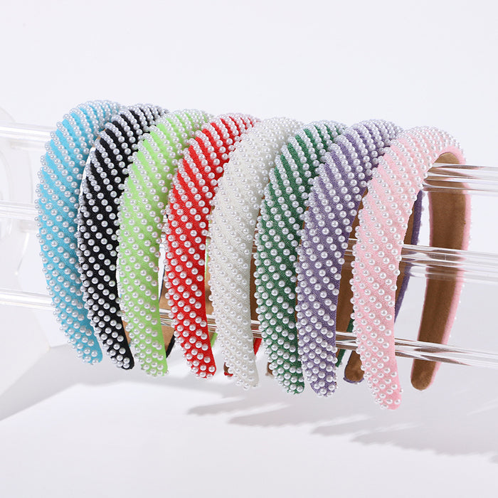 Wholesale Twill pearl headband,  fashionable and versatile,  face washing headband,  elegant hair accessories