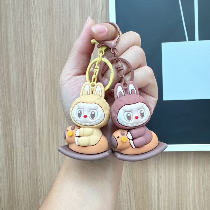 Wholesale  Rocker Horse Rab Cloth Keychain Cute Three-dimensional Doll Student Schoolbag Hanging Simple Car Pendant