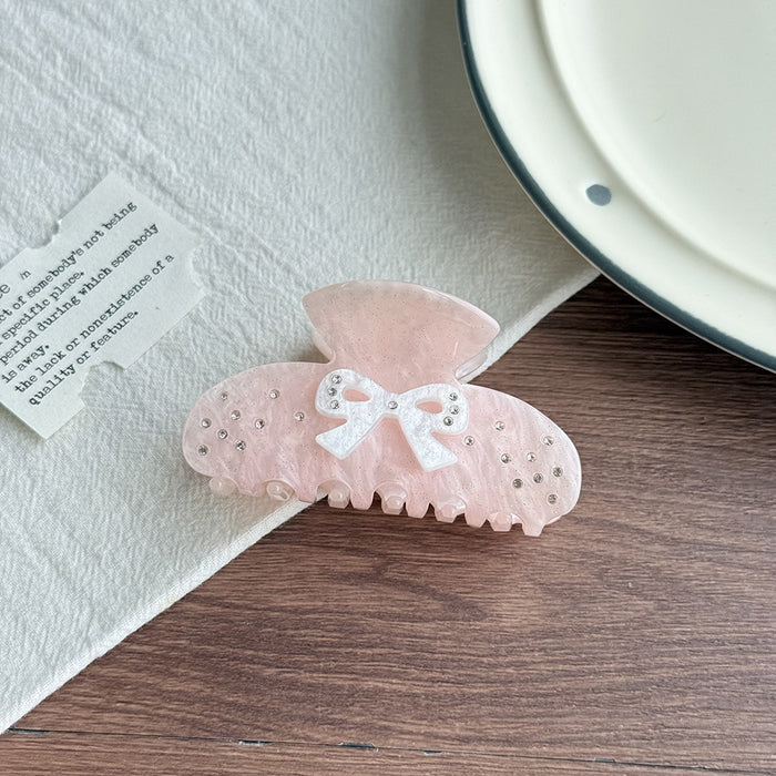 Wholesale Lace Bow Rhinestone Claw Hair Clip,  Sparkling Gold Acetate Hair Accessory
