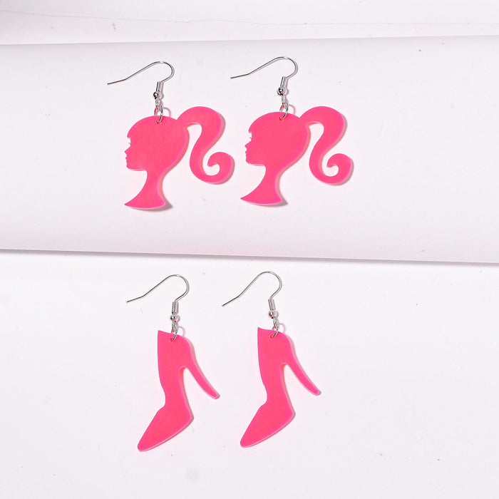 Wholesale Acrylic Rose Pink High Heels Earrings JDC-ES-Xunt001