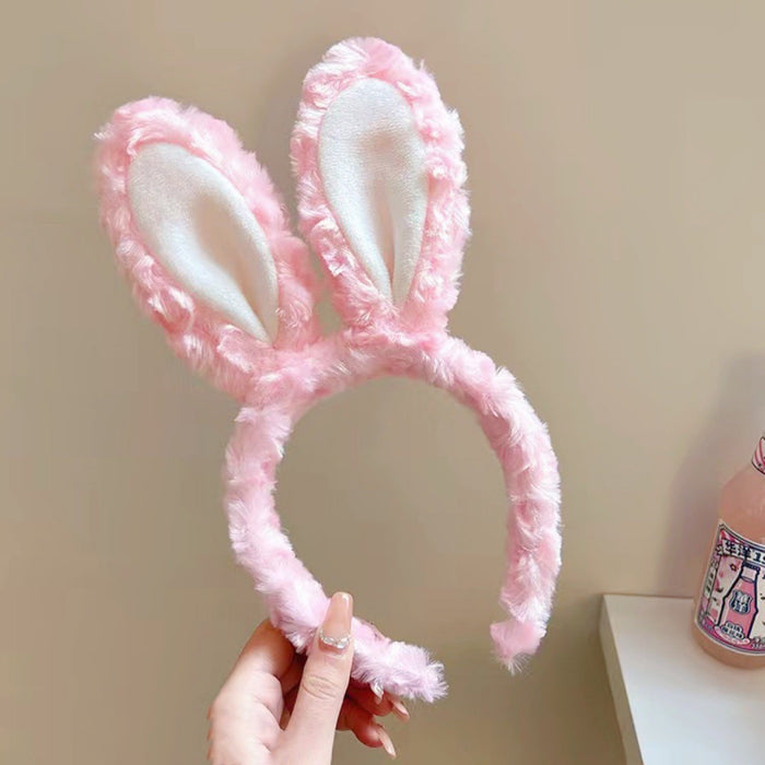 Wholesale Cute bow bunny ears lace trim plush headband