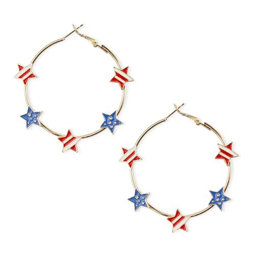 Wholesale New Five pointed Star Independence Day Flag Love Peach Heart Earrings
