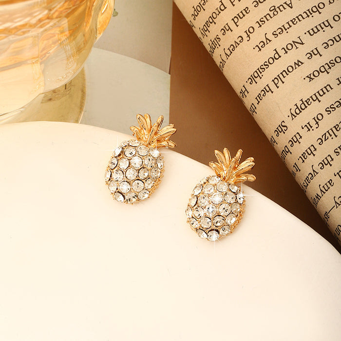 Wholesale Silver Needle pineapple stud earrings fruit earrings