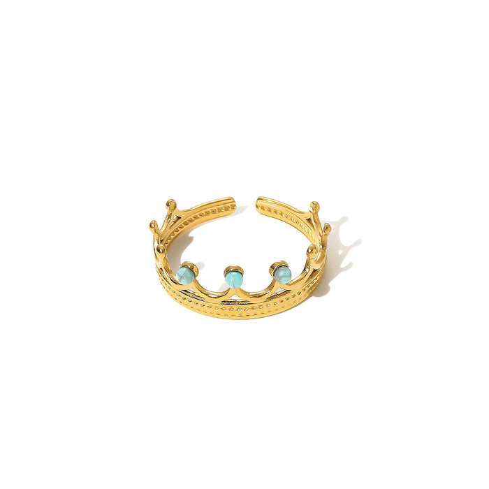 Wholesale Stainless Steel Gold Turquoise Adjustable Rings