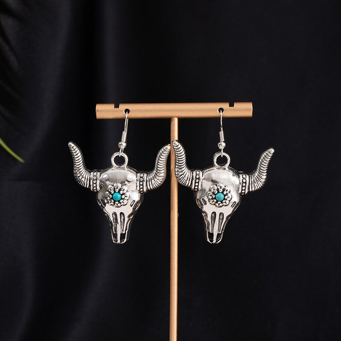 Wholesale Turquoise Flower Pendant Bohemian Ethnic Style Earrings