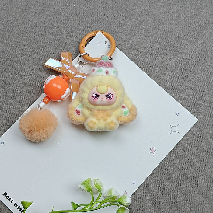 Wholesale Flocked Cartoon Cute Particle Keychain Bag Charm