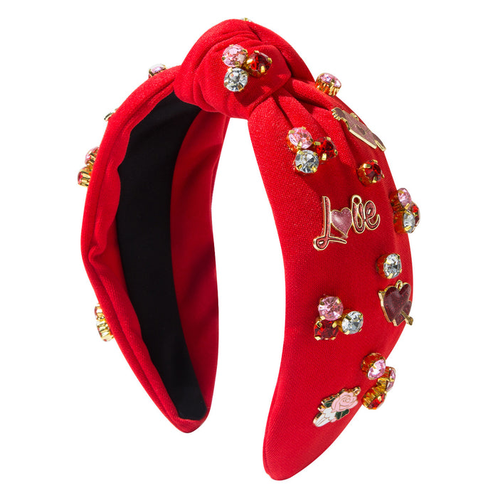 Wholesale Valentine' s Day diamond-encrusted heart-shaped letter wide headband