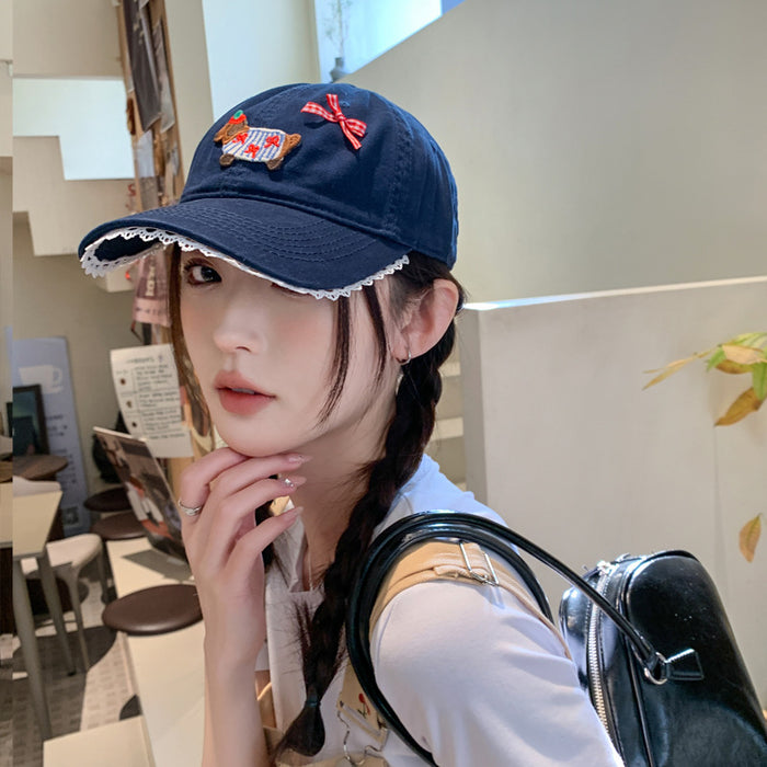 Wholesale Sunscreen hat, cute puppy duckbill hat, baseball cap