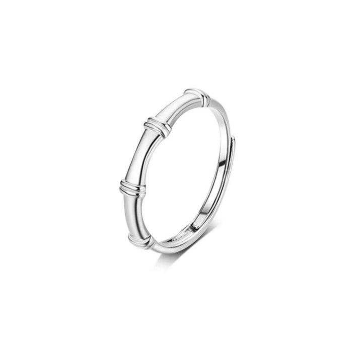 Wholesale Silver Bamboo Couple's Ring Simple, Light Luxury, Fashionable, Versatile, Non fading Open Ring