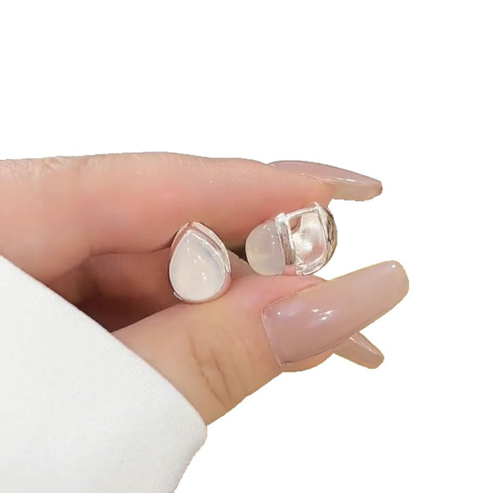 Wholesale Ice-Clear Cat's Eye Stone Double-Sided Teardrop Earrings