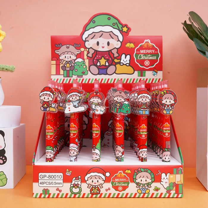 Wholesale 48 pcs Black core 0. 5mm cute cartoon sticker push-button pen