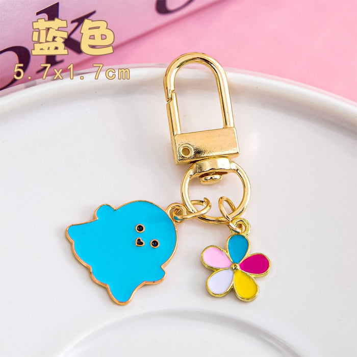Wholesale Halloween Ghost Keychain Metal Alloy Flower Ornament Keychain Pendant