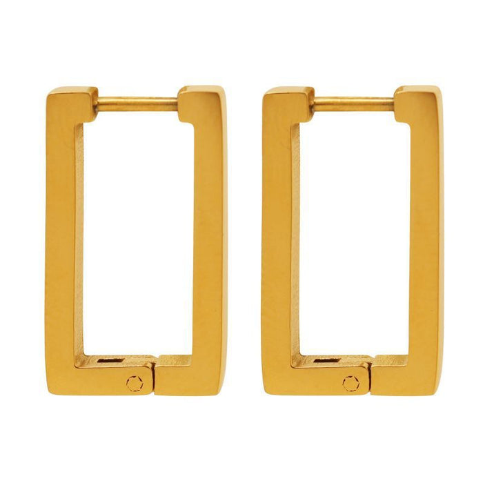 Wholesale Minimalist Geometric Rectangular Stainless Steel Hoop Earrings