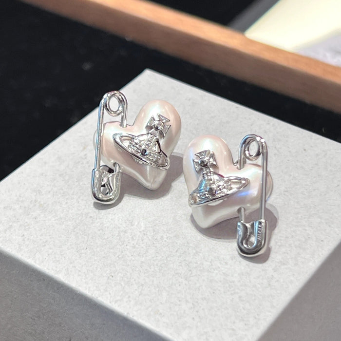 Wholesale Heart Pin Saturn Pearl Statemente Earrings