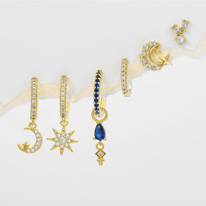 Wholesale Asymmetric full diamond earrings, tassel pendant, ear buckle, personalized and fashionable earrings for women