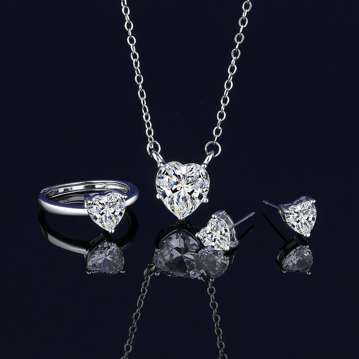 Wholesale Love heart crystal earrings,  necklace,  ring