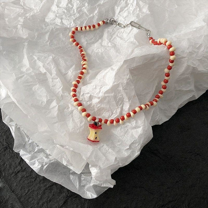 Wholesale  beaded  apple nuclear necklace  clavicle chain all-match niche  necklace
