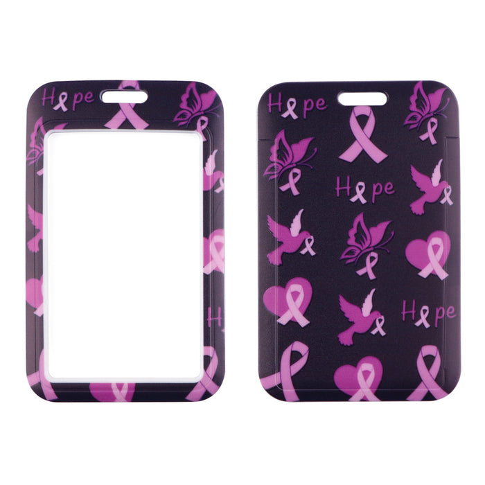 Wholesale Red Ribbon Women' s Health Symbol Mobile Phone Lanyard Key Accessories Polyester Double-Sided Hard Card Holder Keychain