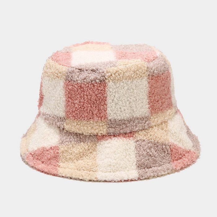 Wholesale Autumn and Winter Plaid Warm Bucket Hat JDC-FH-LvYi058