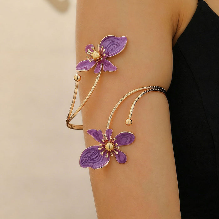 Wholesale Floral Open Cuff Bracelet Trendy Adjustable Arm Jewelry