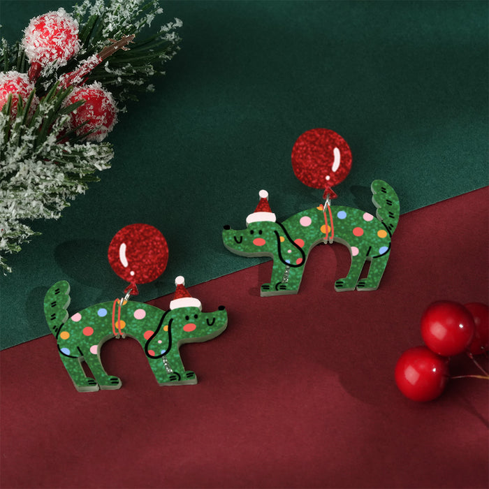 Wholesale Acrylic Christmas Tree Hat Stocking Elk Earrings