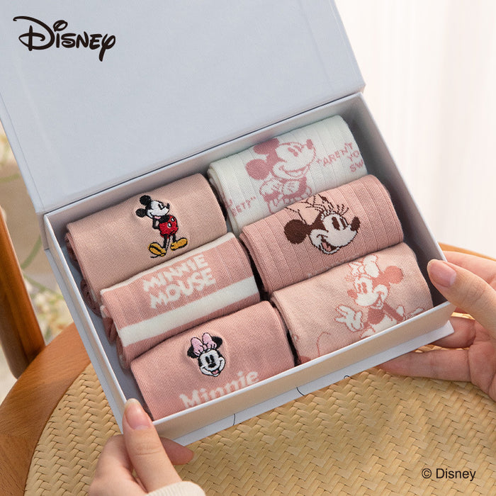 Wholesale Spring and Autumn style 6-pack college style cartoon embroidered mid tube socks