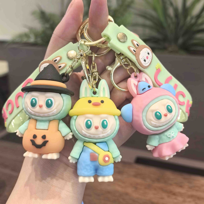 Wholesale Cute cross-dressing cartoon keychain,  cute couple schoolbag pendant,  car keychain,  claw machine small gift
